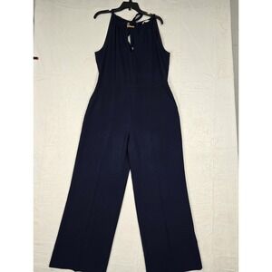 Trina Turk Size 14 Indigo Wide Leg Full Length Jumpsuit Sleeveless‎ Keyhole